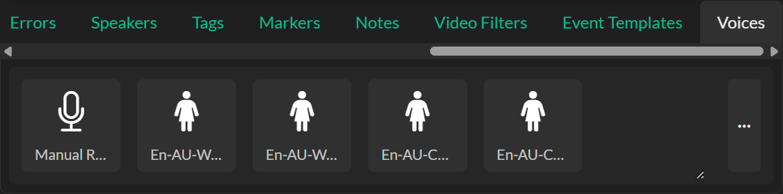 Voices tab in Quick Tools