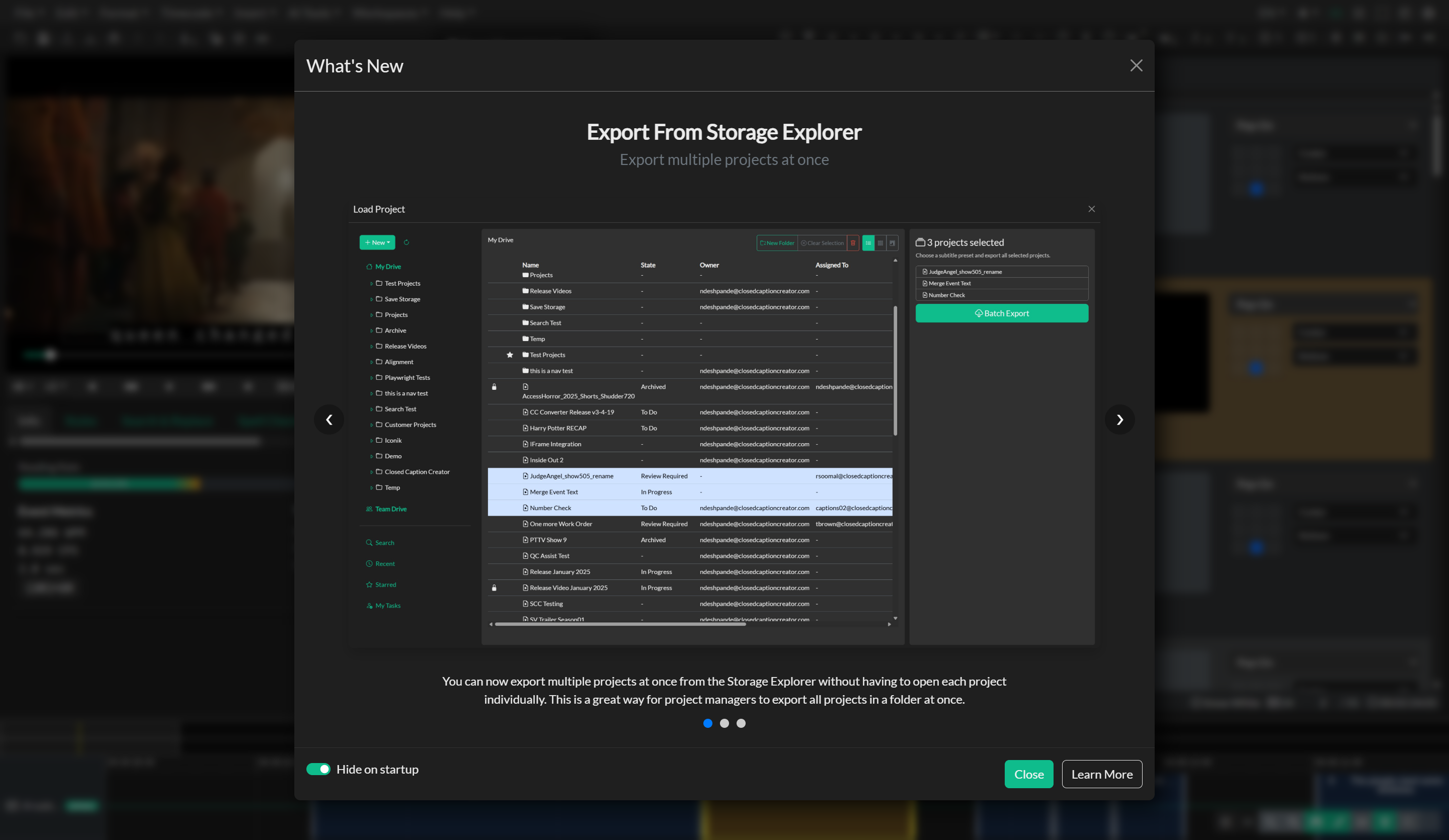 What's New panel from the Help menu