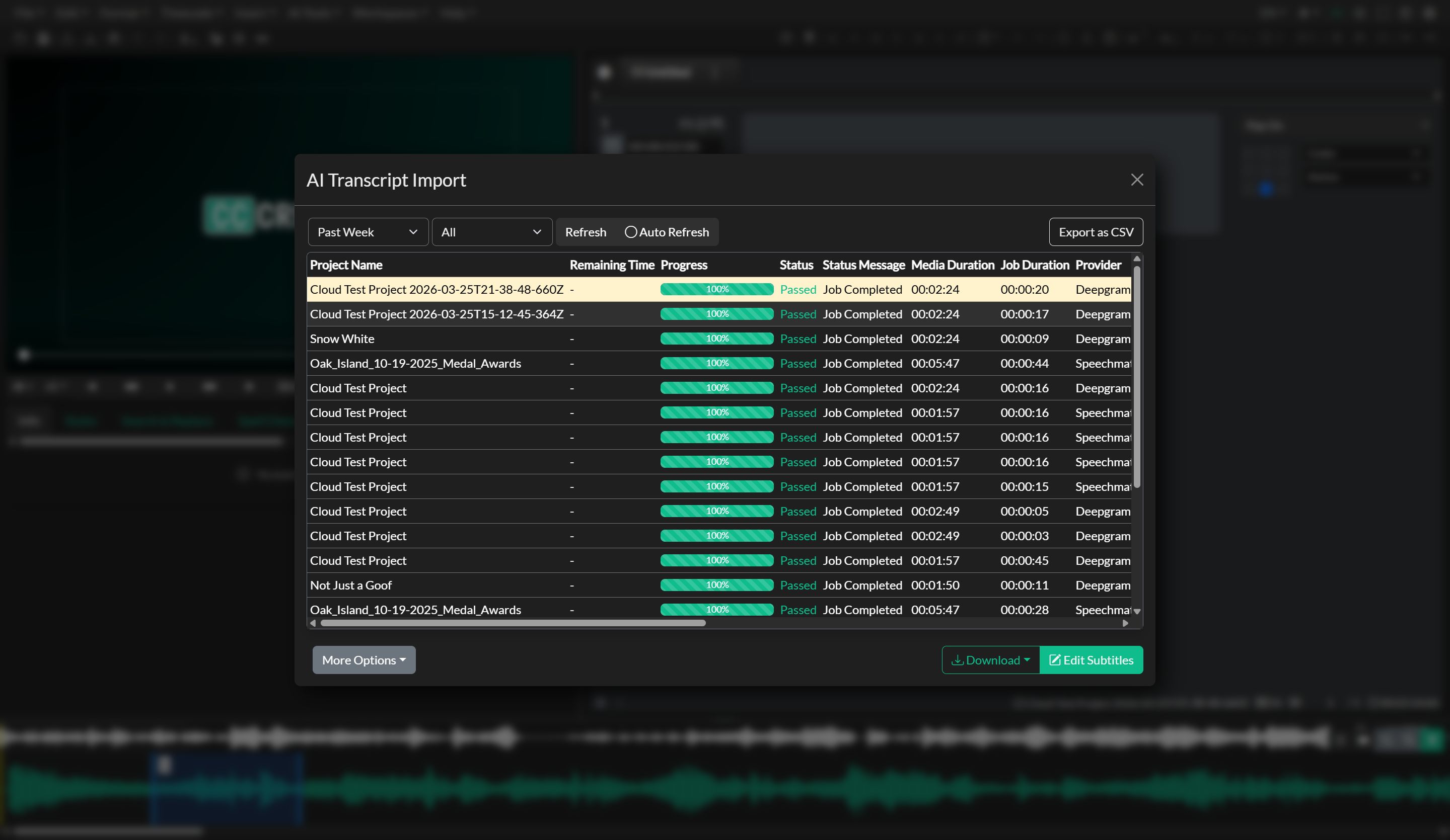 AI Transcript Import Dashboard