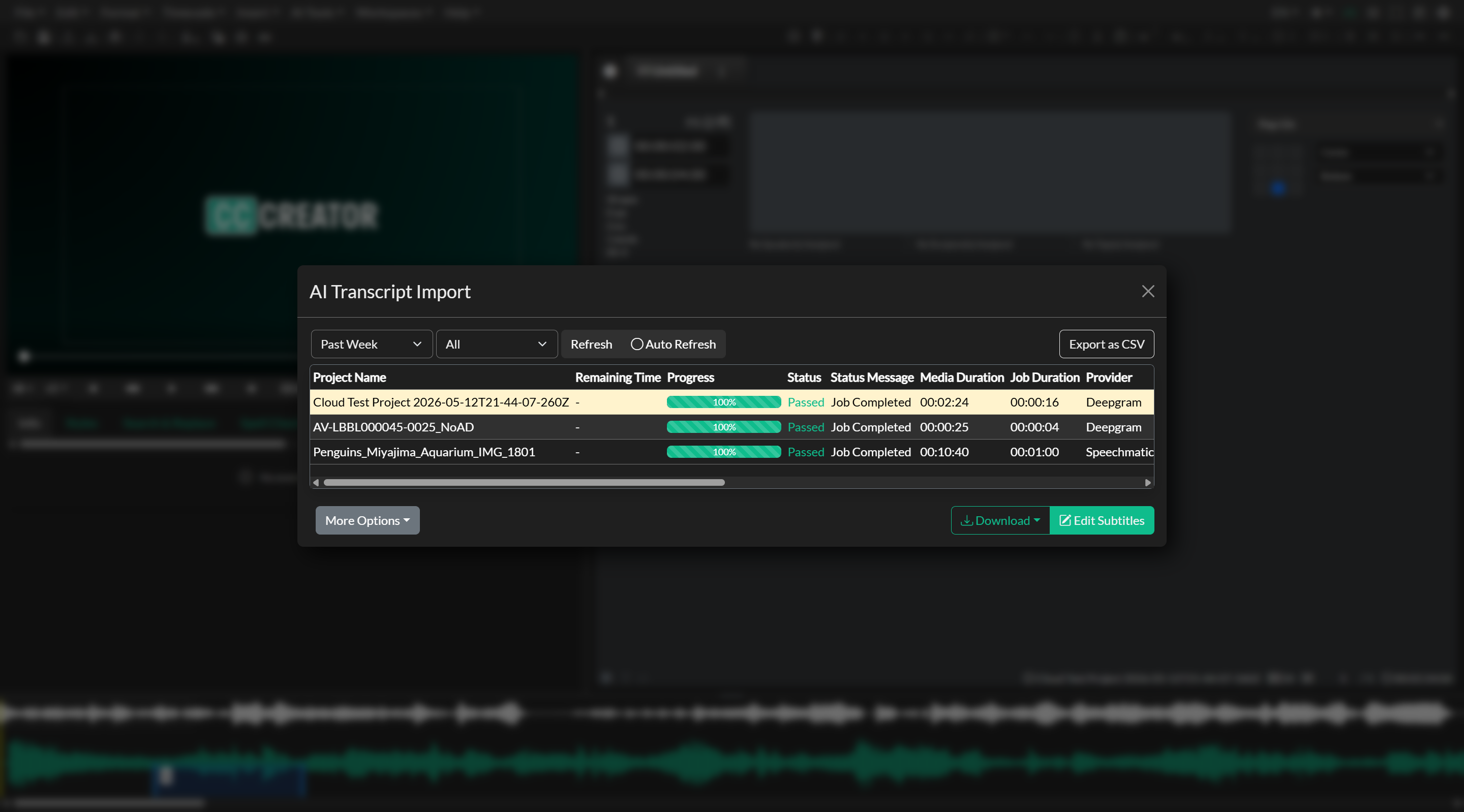 AI Transcript Import Dashboard