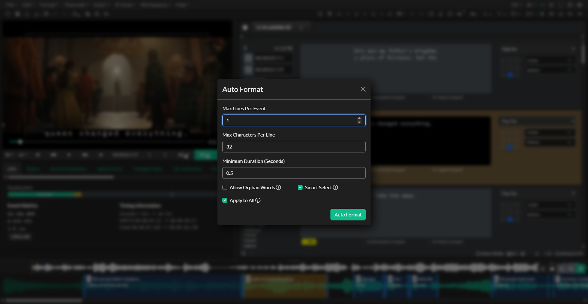 Automatic Formatting dialog