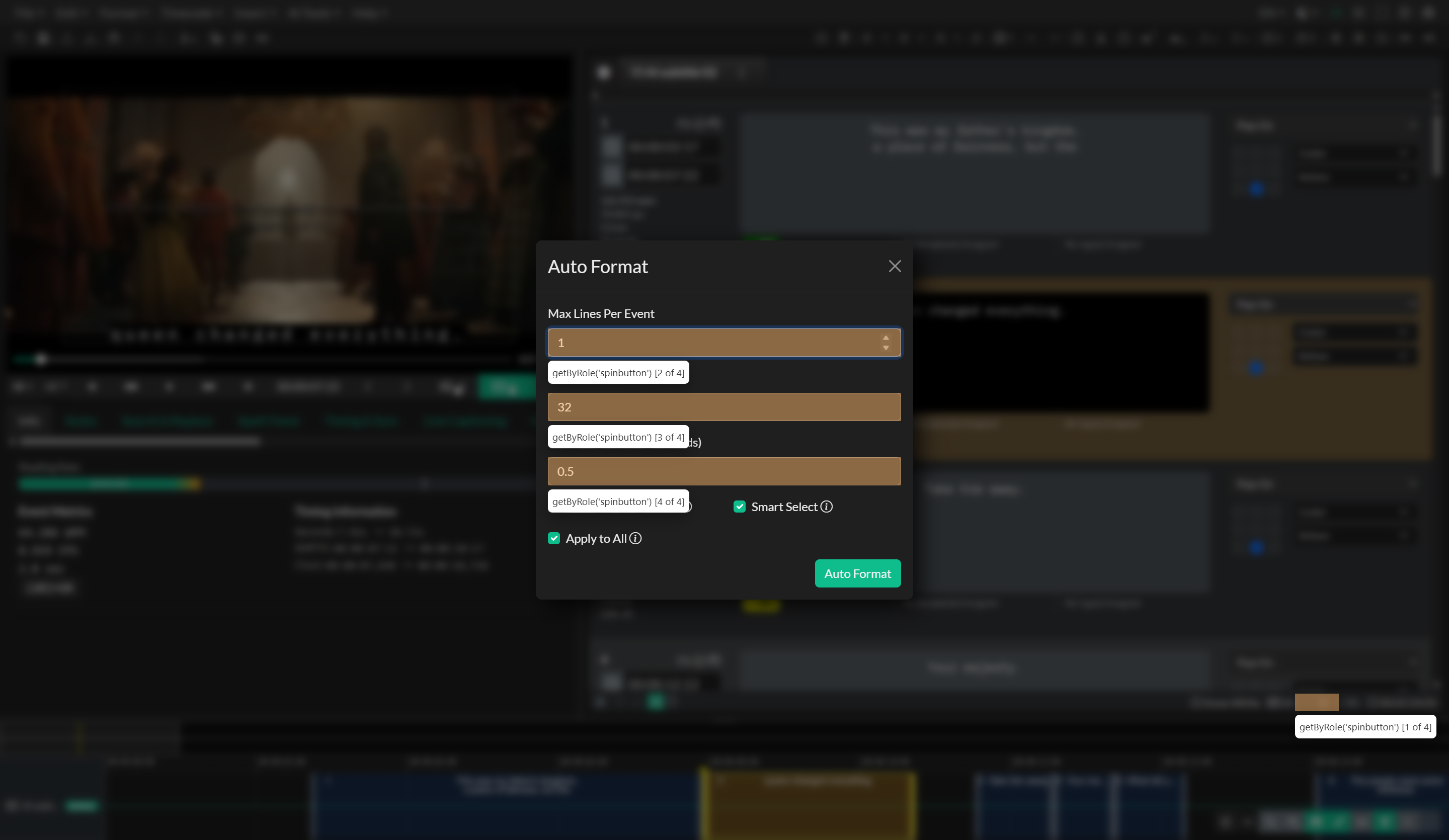 Automatic Formatting dialog