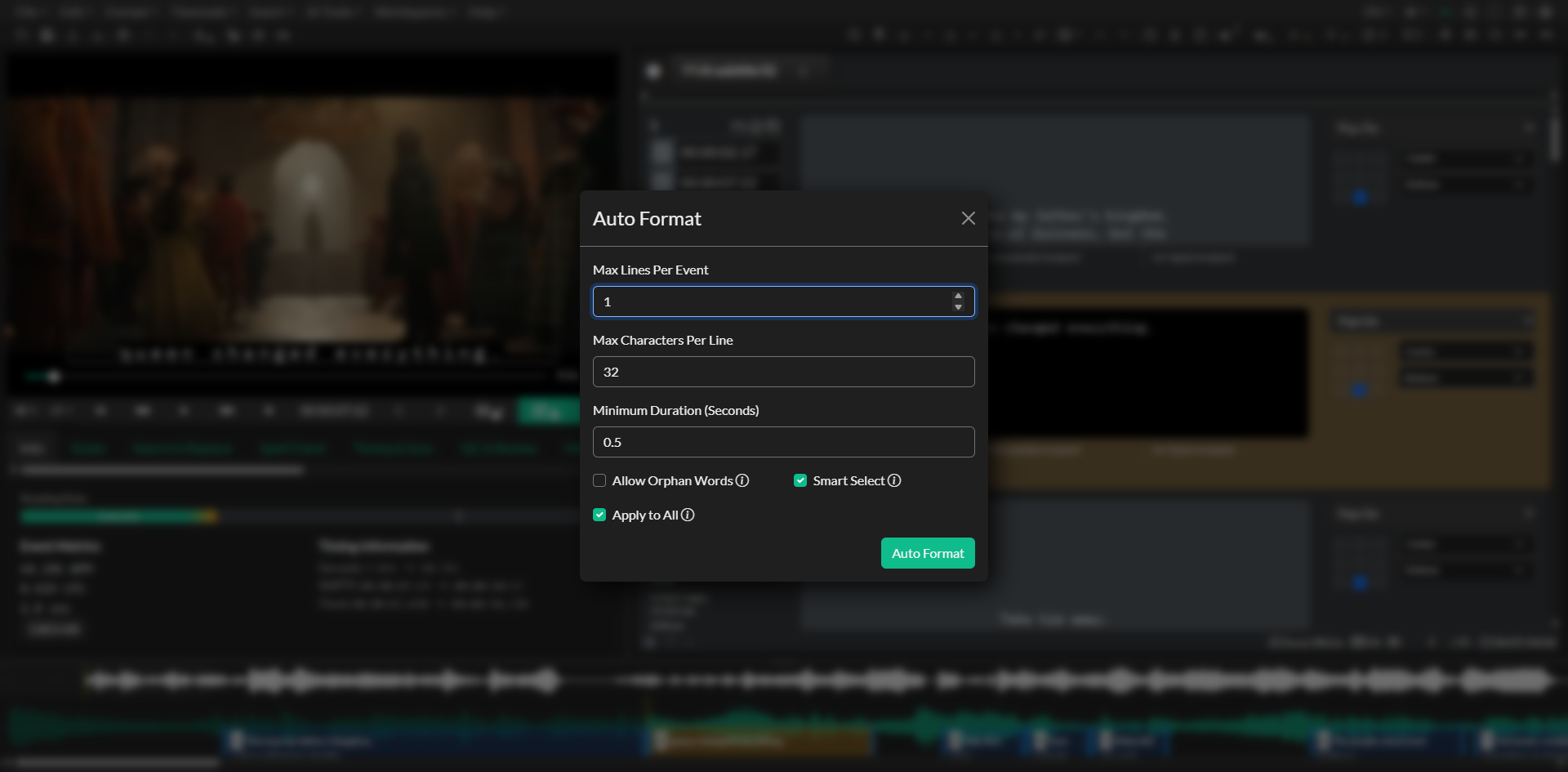Automatic Formatting dialog