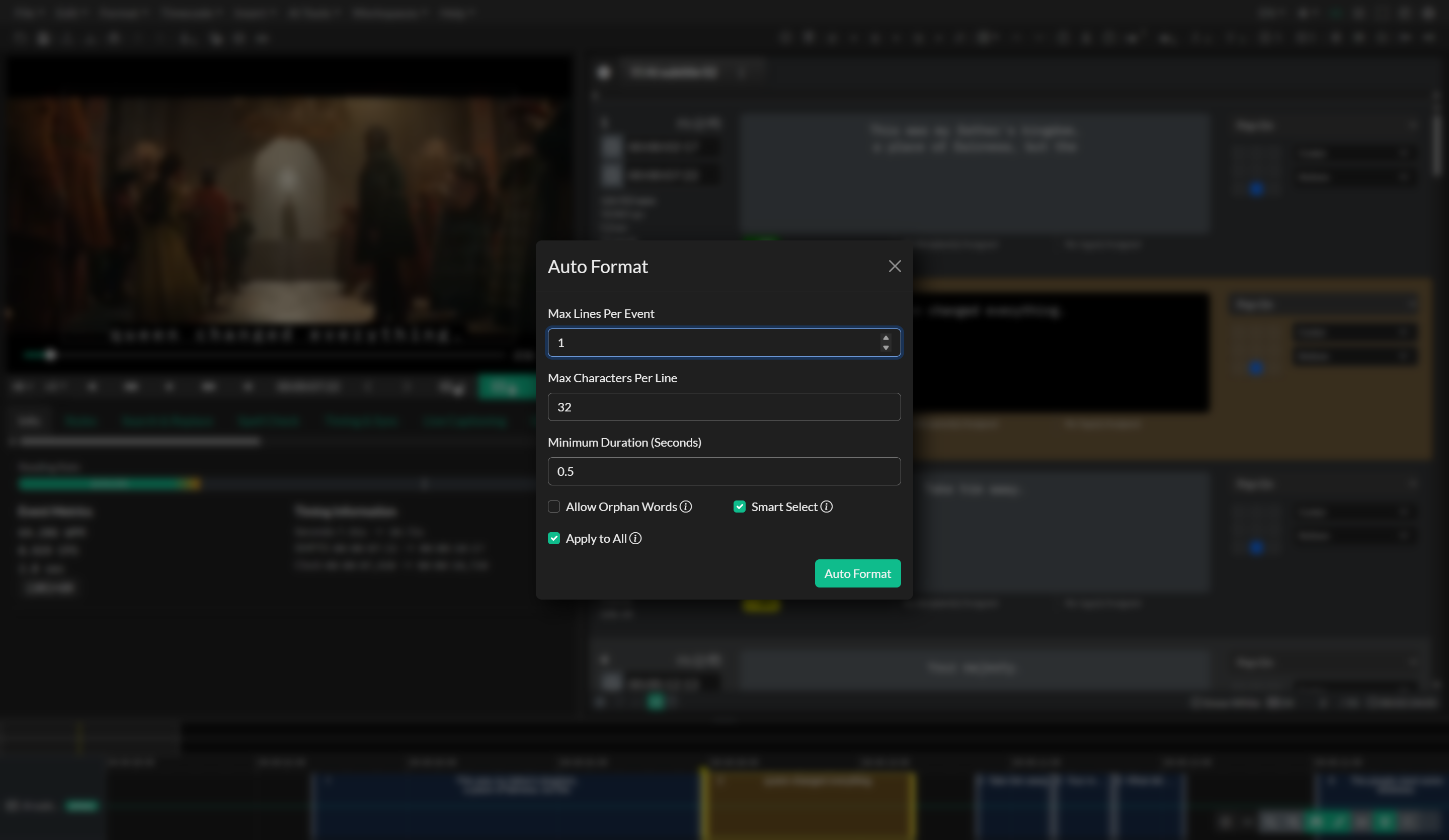 Automatic Formatting dialog